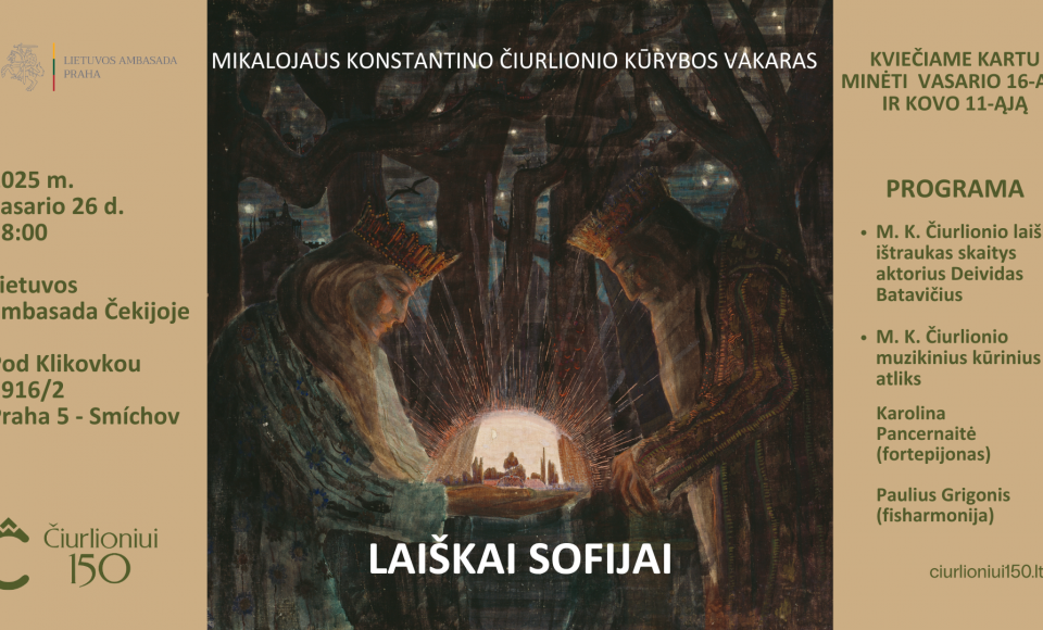 LIETUVOS AMBASADA KVIEČIA SUSIPAŽINTI SU MIKALOJAUS KONSTANTINO ČIURLIONIO LAIŠKAIS